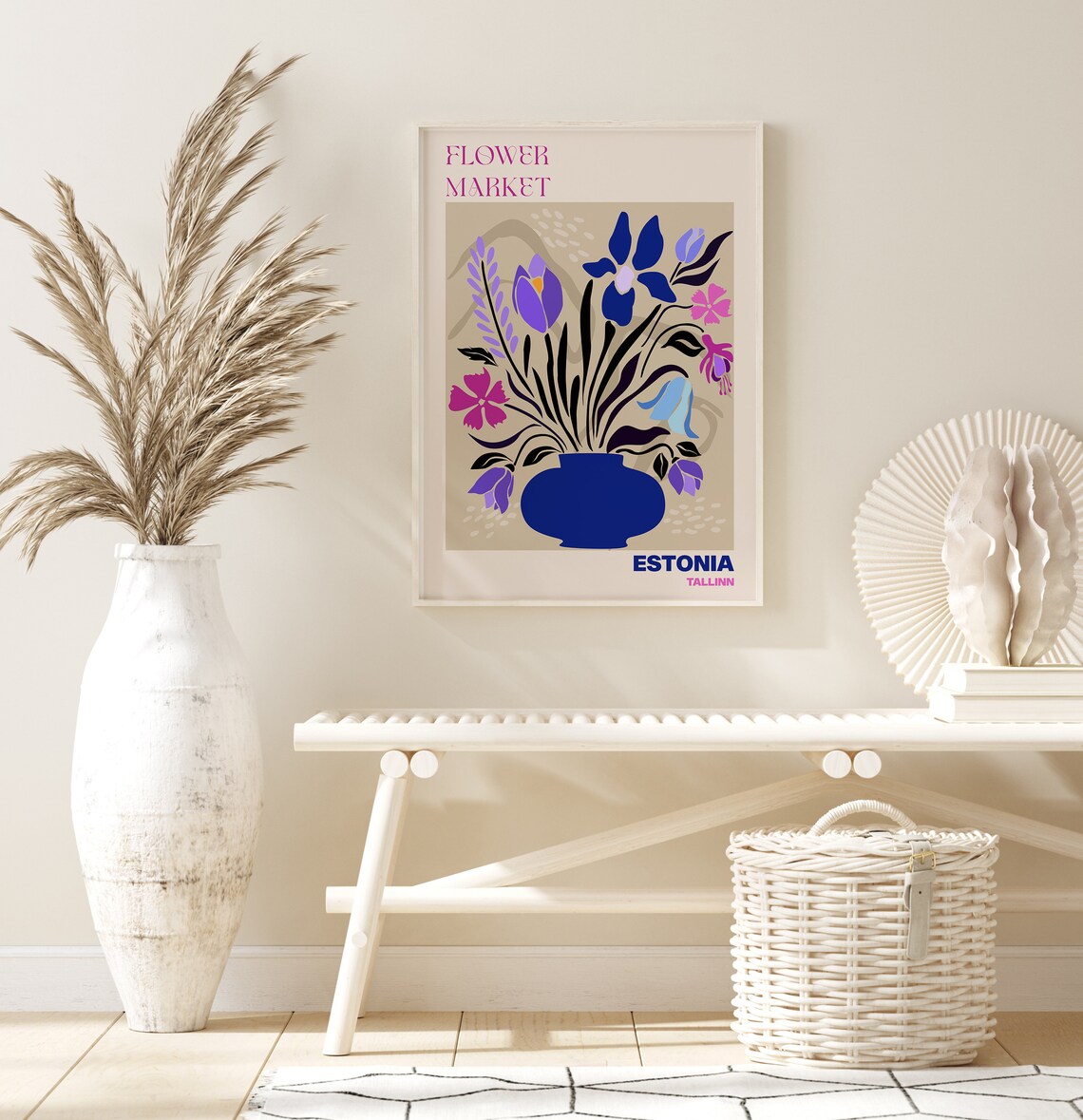 Estonia Tallinn Flower Market Blue Vase Purple Wildflower Poster - Image 3