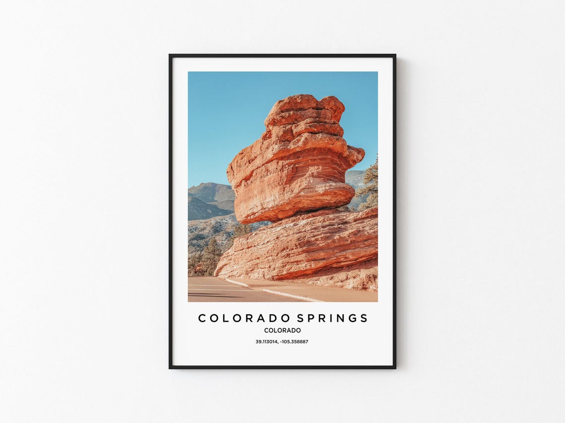 Colorado Springs Colorado Balanced Red Rock Formation Travel Poster