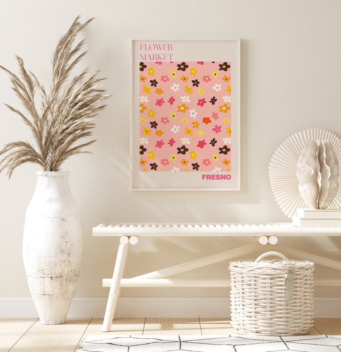 Fresno Flower Market Colorful Daisy Confetti Pink Travel Poster - Image 3