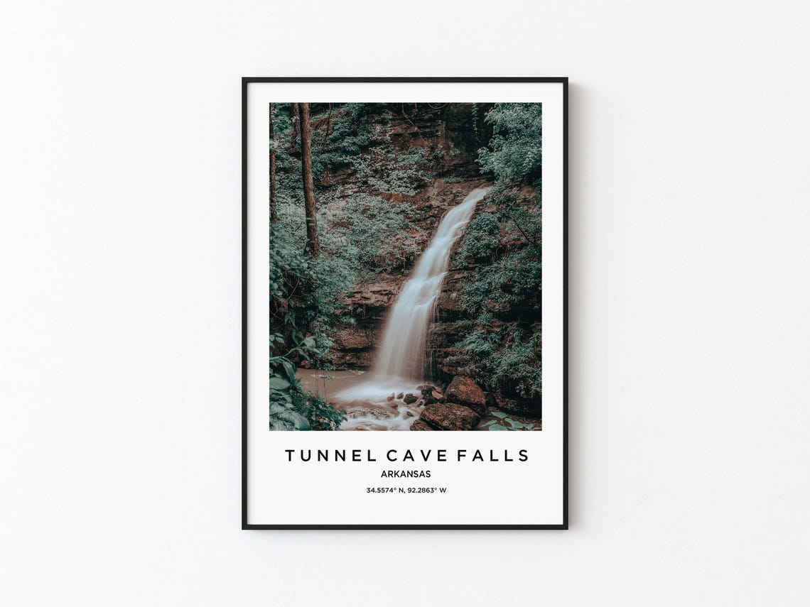 Tunnel Cave Falls Arkansas Waterfall Forest Long Exposure Photo Poster