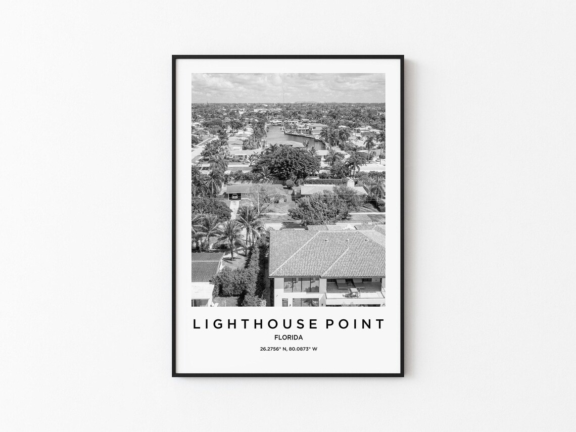 Lighthouse Point Map, Coastal Nautical Art Print