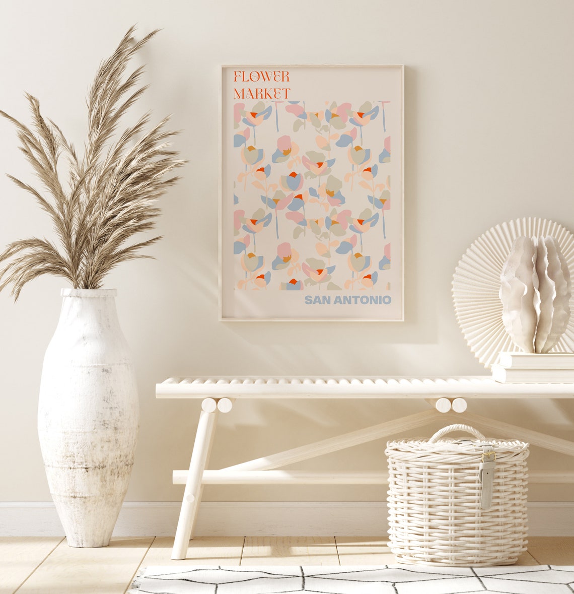 San Antonio Flower Market Poster Soft Pastel Floral Dream Artwork - Image 2