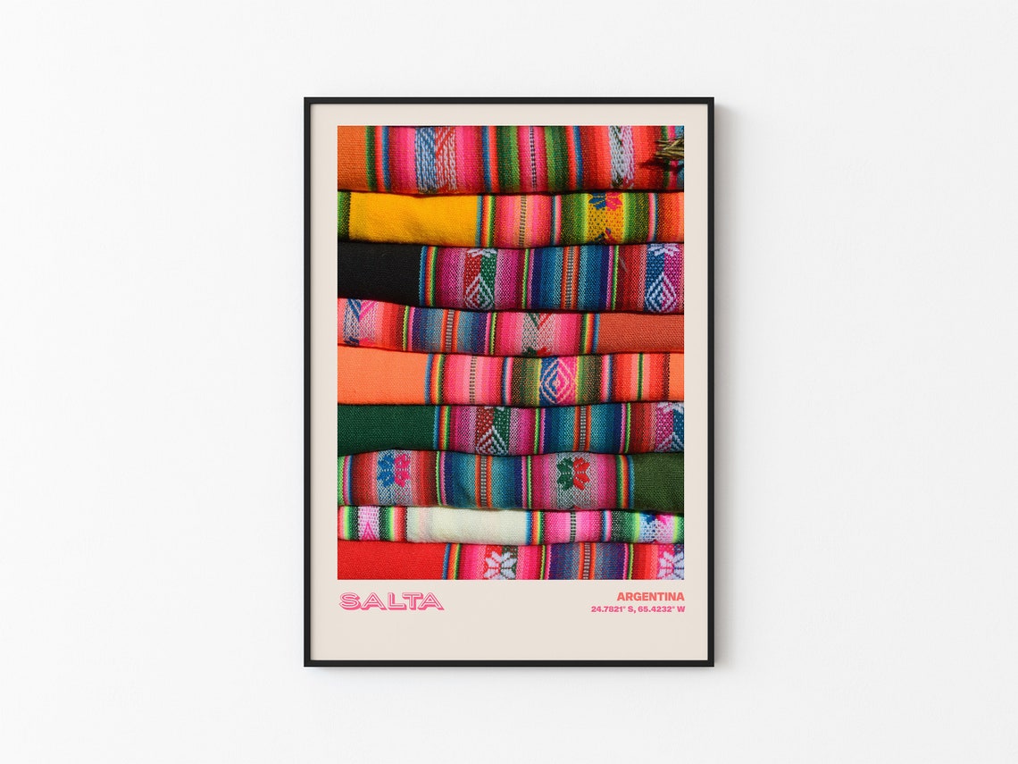Salta Argentina Colorful Woven Textiles Market Craft Photo Poster - Image 3