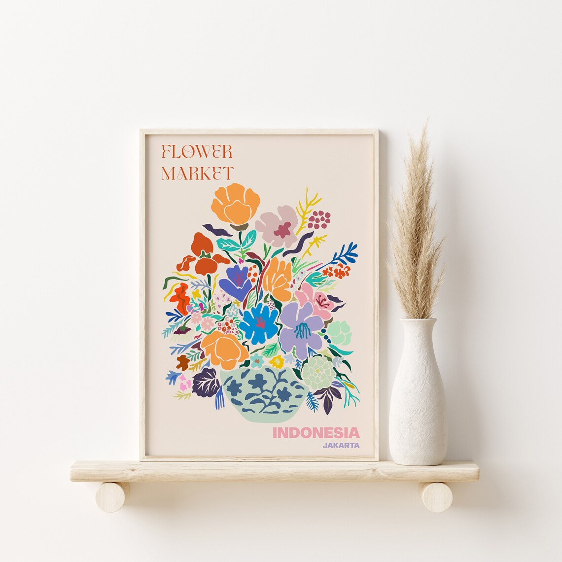 Jakarta Indonesia Flower Market Rainbow Blossom Bowl Art Poster - Image 3