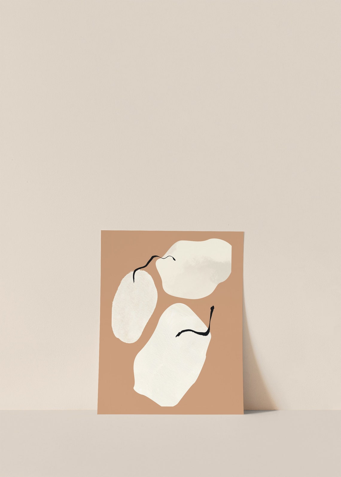 Abstract Nude Figure Beige Minimalist Body Line Sketch Poster - Image 3