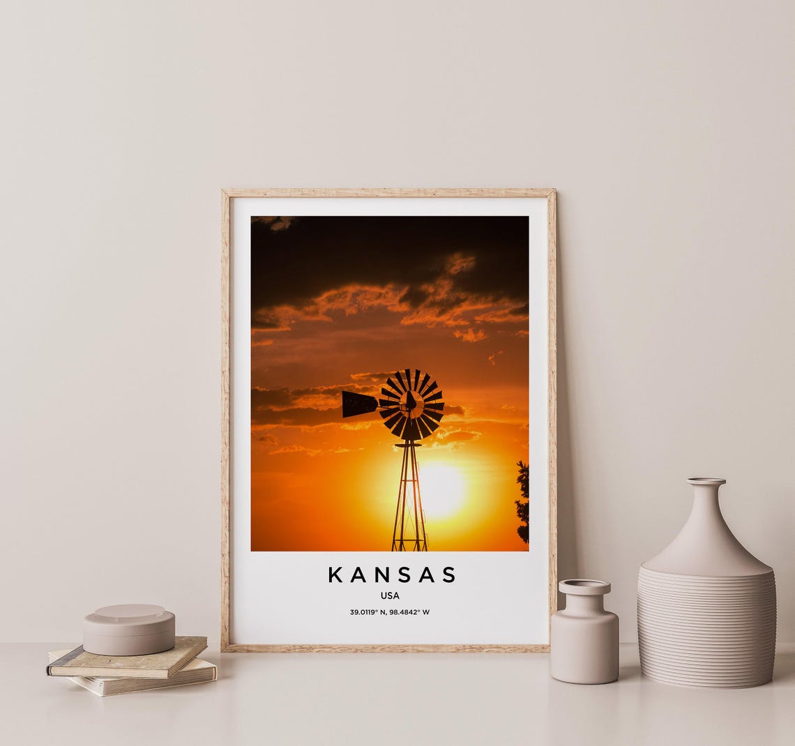 Kansas Art Kansas Print Kansas Poster Kansas Art Kansas Photo Kansas Map Kansas Painting Kansas Travel - Image 2