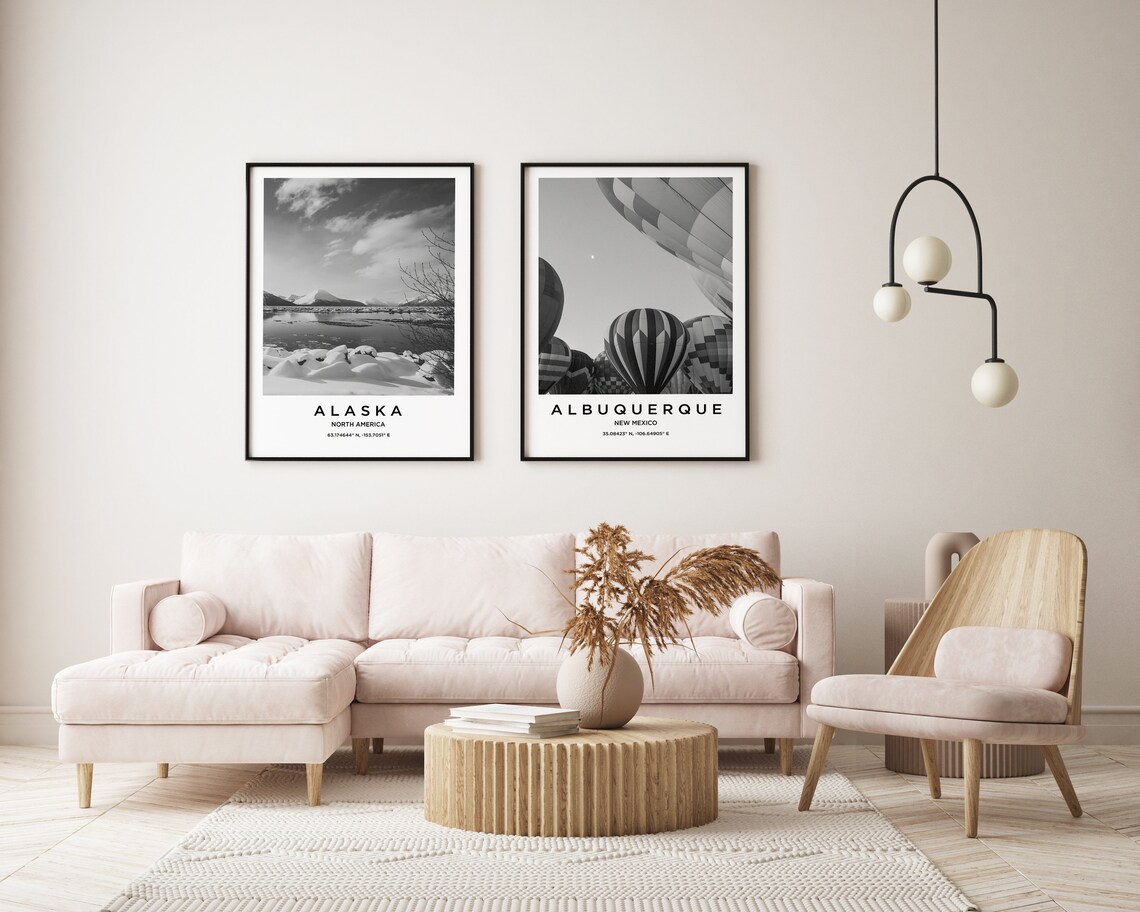 Albuquerque New Mexico Hot Air Balloons Black and White Poster - Image 2