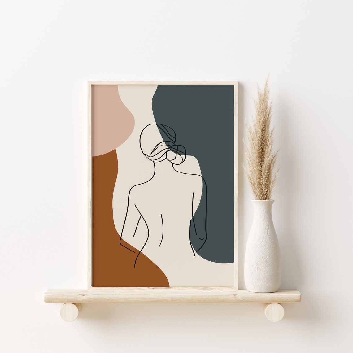 Woman Line Art Boho Neutral Terracotta Figure Drawing Poster - Image 2