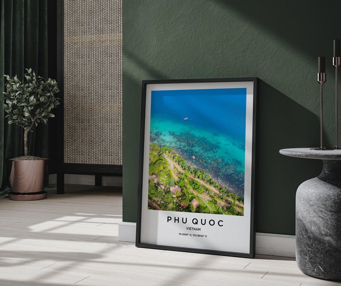 Phu Quoc Vietnam Aerial Jungle Coastline Turquoise Sea Travel Poster - Image 2