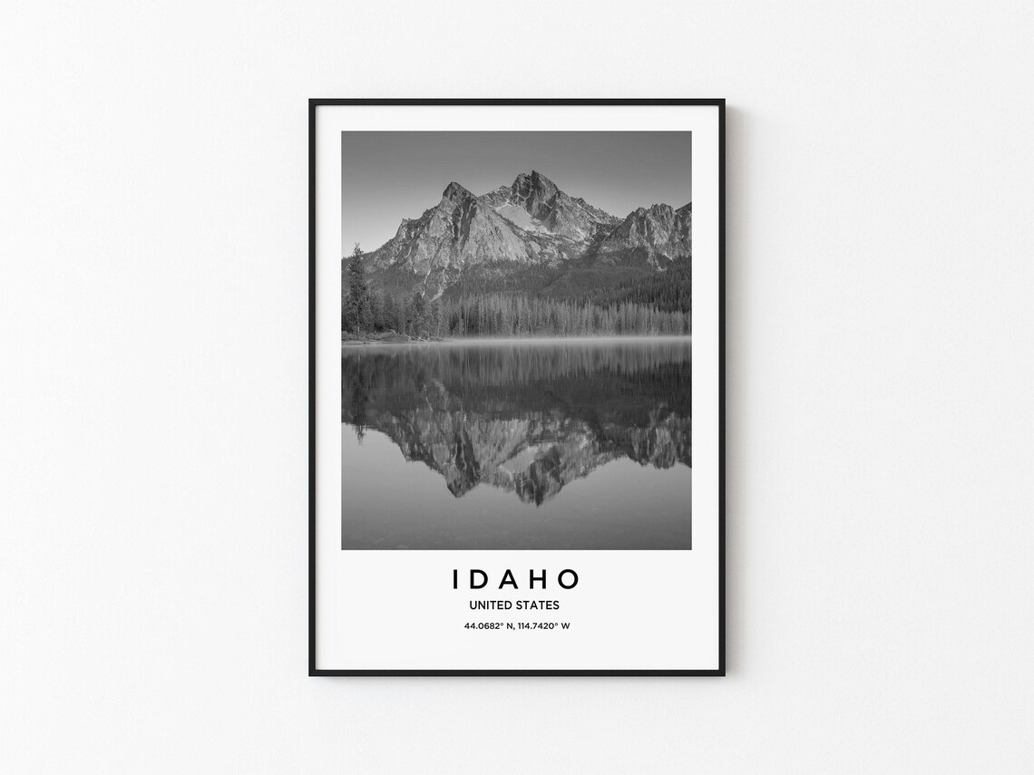 Idaho Travel Poster, State Map Art Print