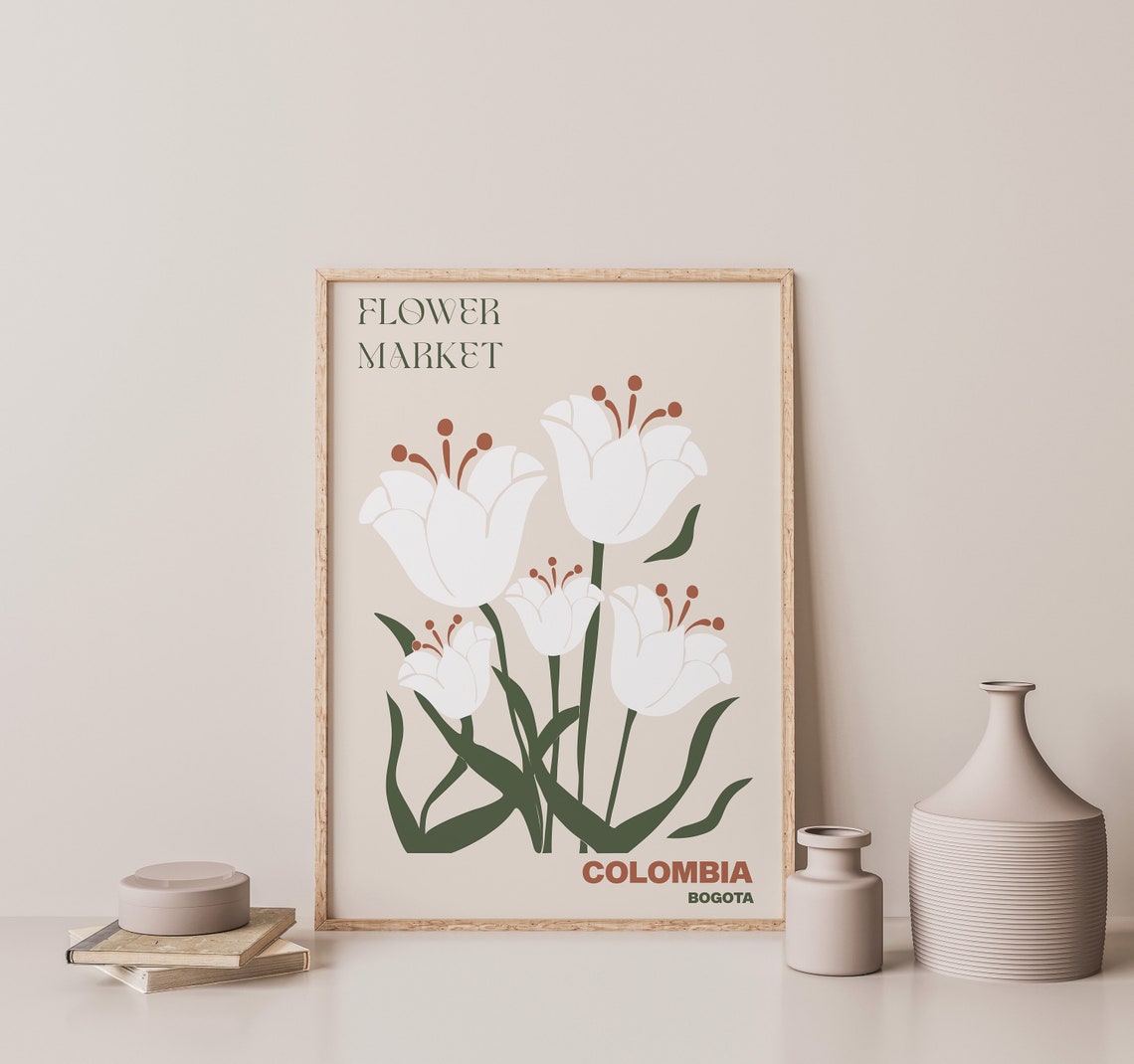 Bogota Poster Bogota Wall Art Bogota Personalised Travel Poster Bogota Flower Market Print Floral Wall Bogota - Image 3