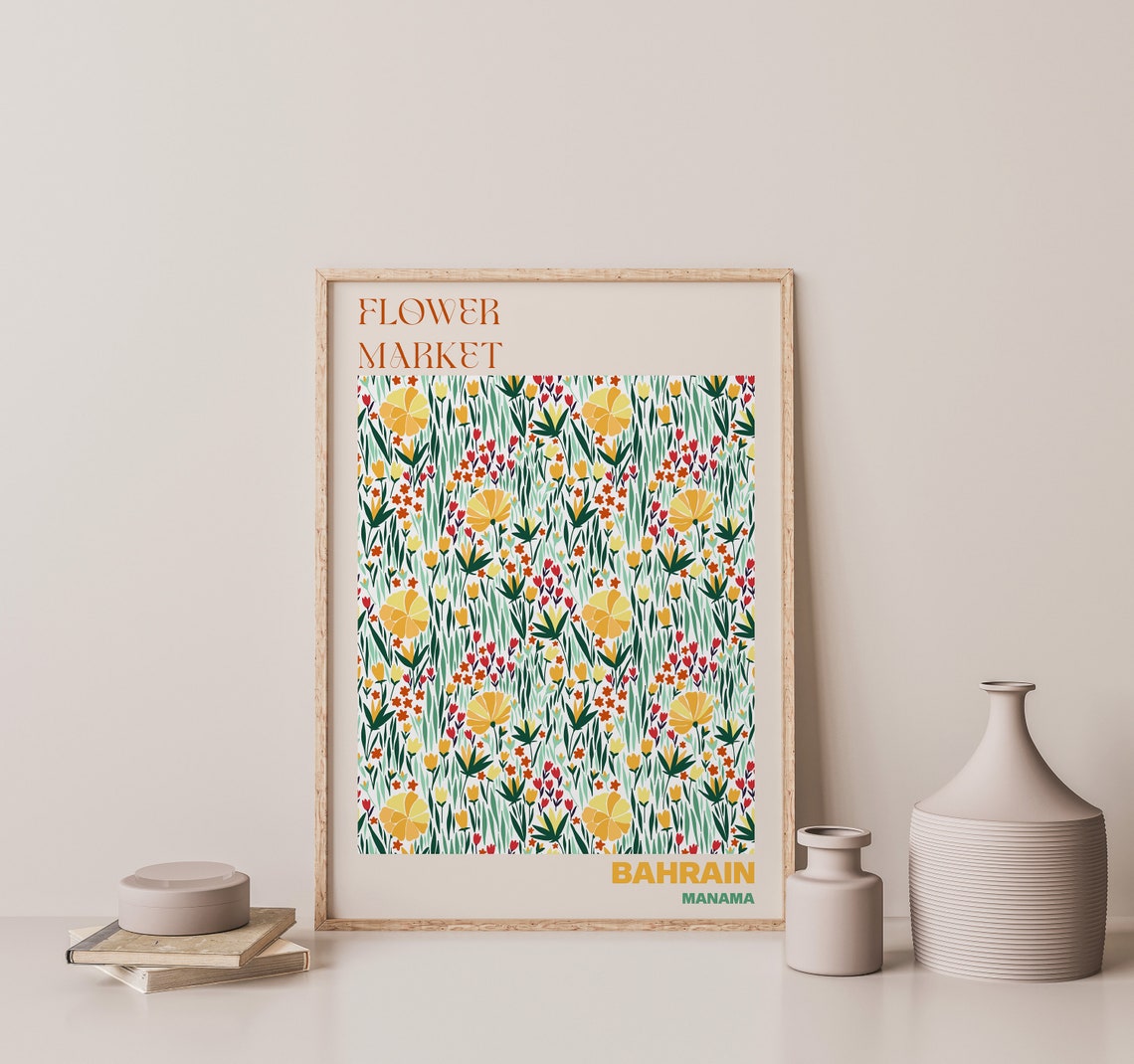 Bahrain Manama Flower Market Citrus Yellow Meadow Art Poster - Image 3
