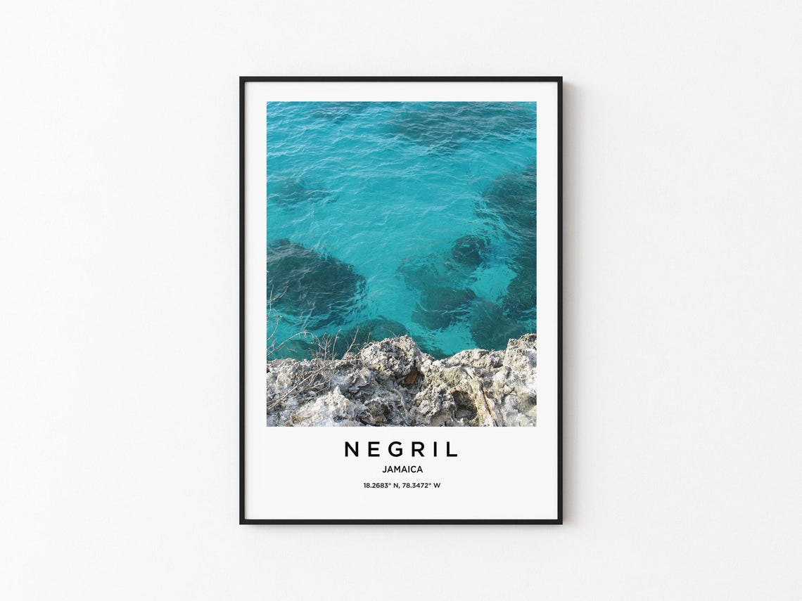 Negril Jamaica Cliffs Turquoise Caribbean Water Travel Poster