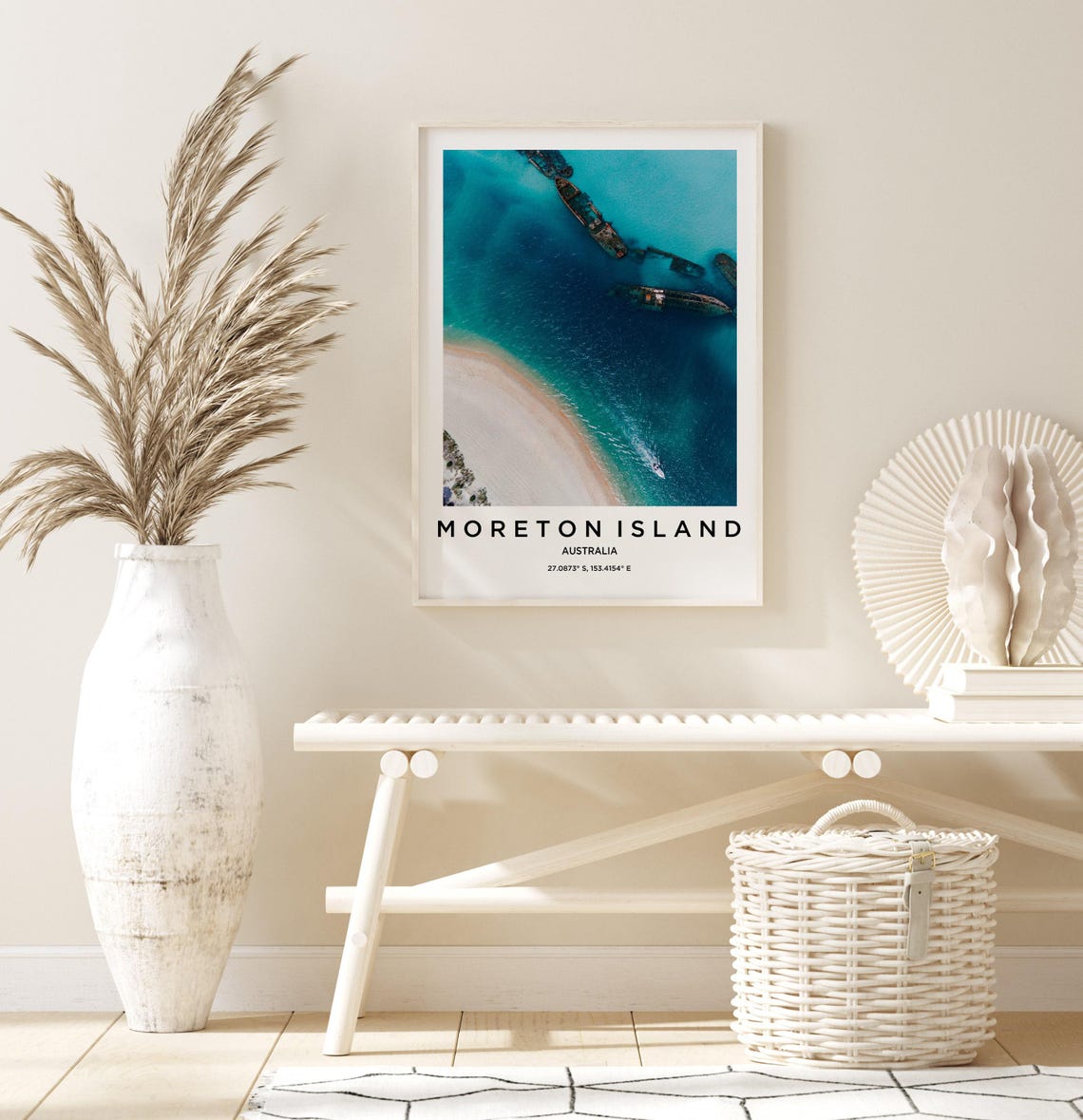 Moreton Island Australia Aerial Shipwreck Beach Travel Poster - Image 3