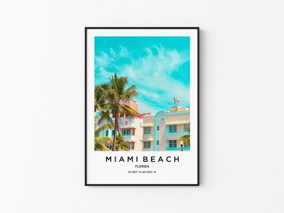 Miami Beach Florida Historic Art Deco District Palms Travel Poster