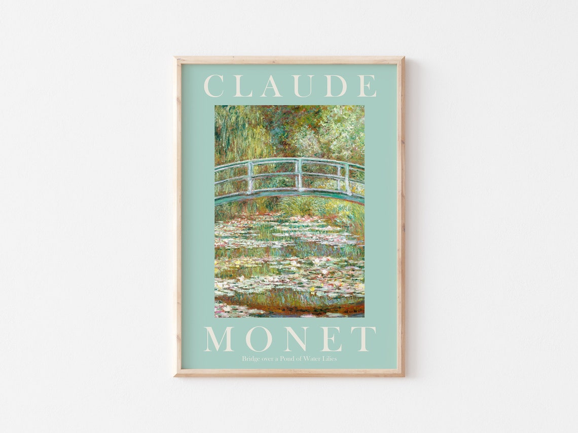 Claude Monet Japanese Bridge Water Lily Pond Sage Green Poster - Image 3