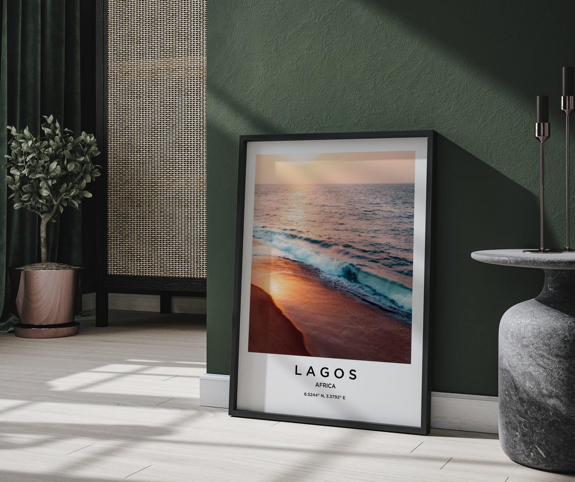 Lagos Africa Golden Sunset Ocean Waves Shoreline Surf Poster - Image 2