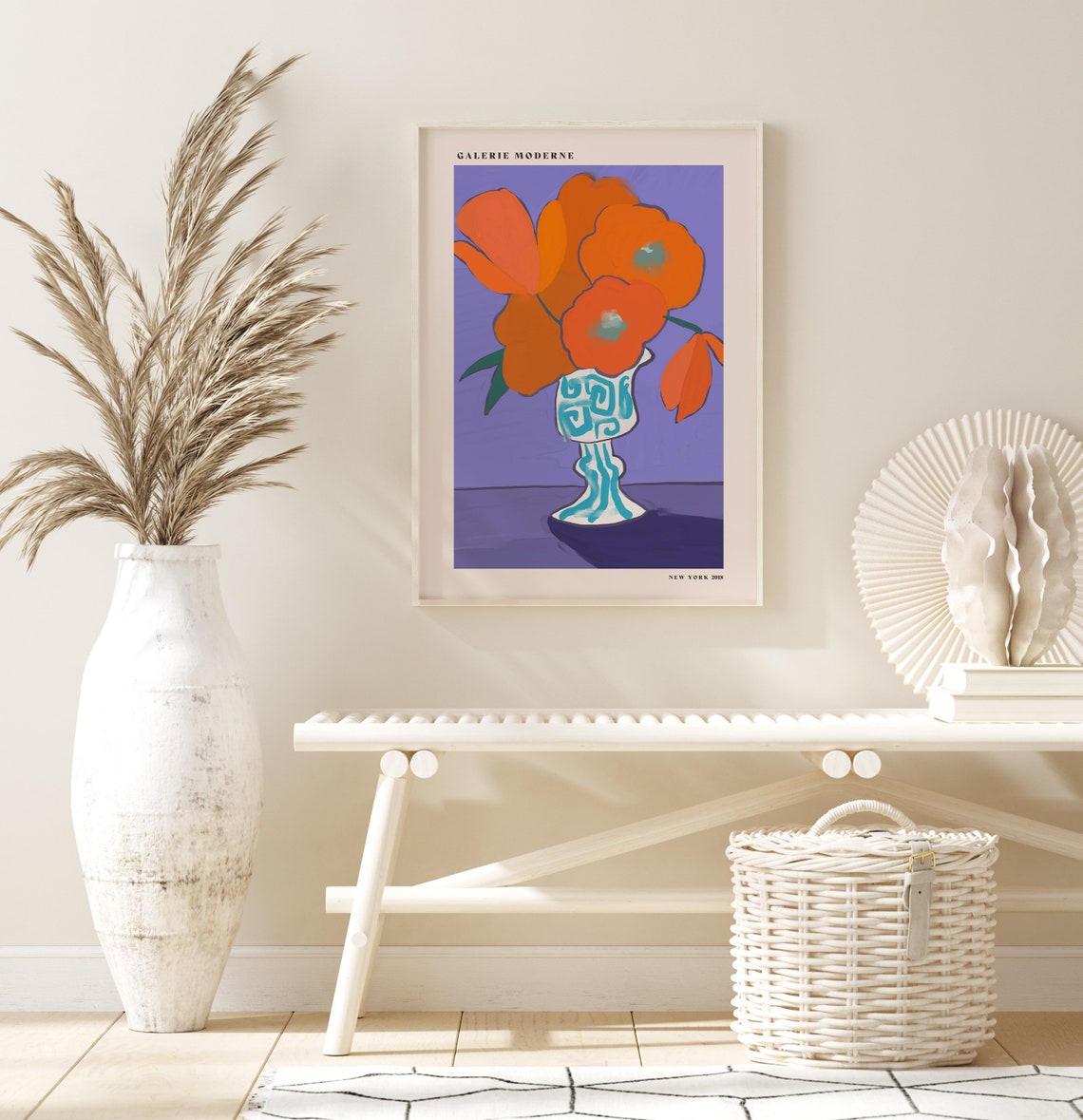 Galerie Moderne Orange Blooms Patterned Vase Purple Bold Poster - Image 3