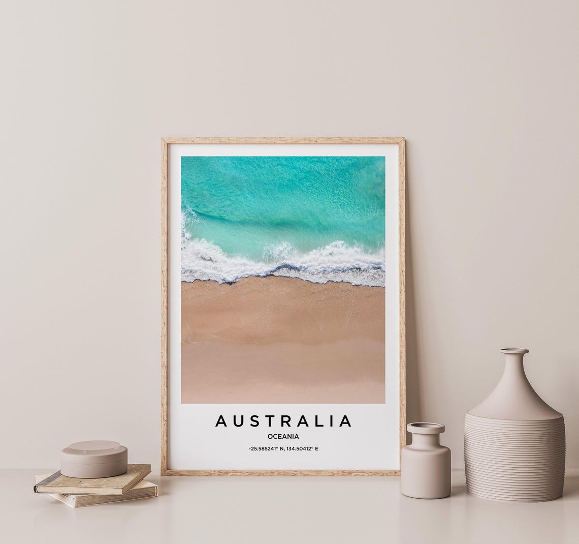 Australia Oceania Aerial Beach Waves Coastline Travel Poster - Image 2