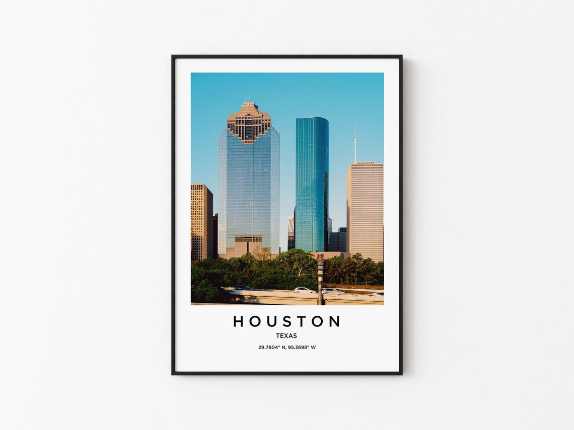 Houston Texas Downtown Glass Tower Skyline Urban Cityscape Poster