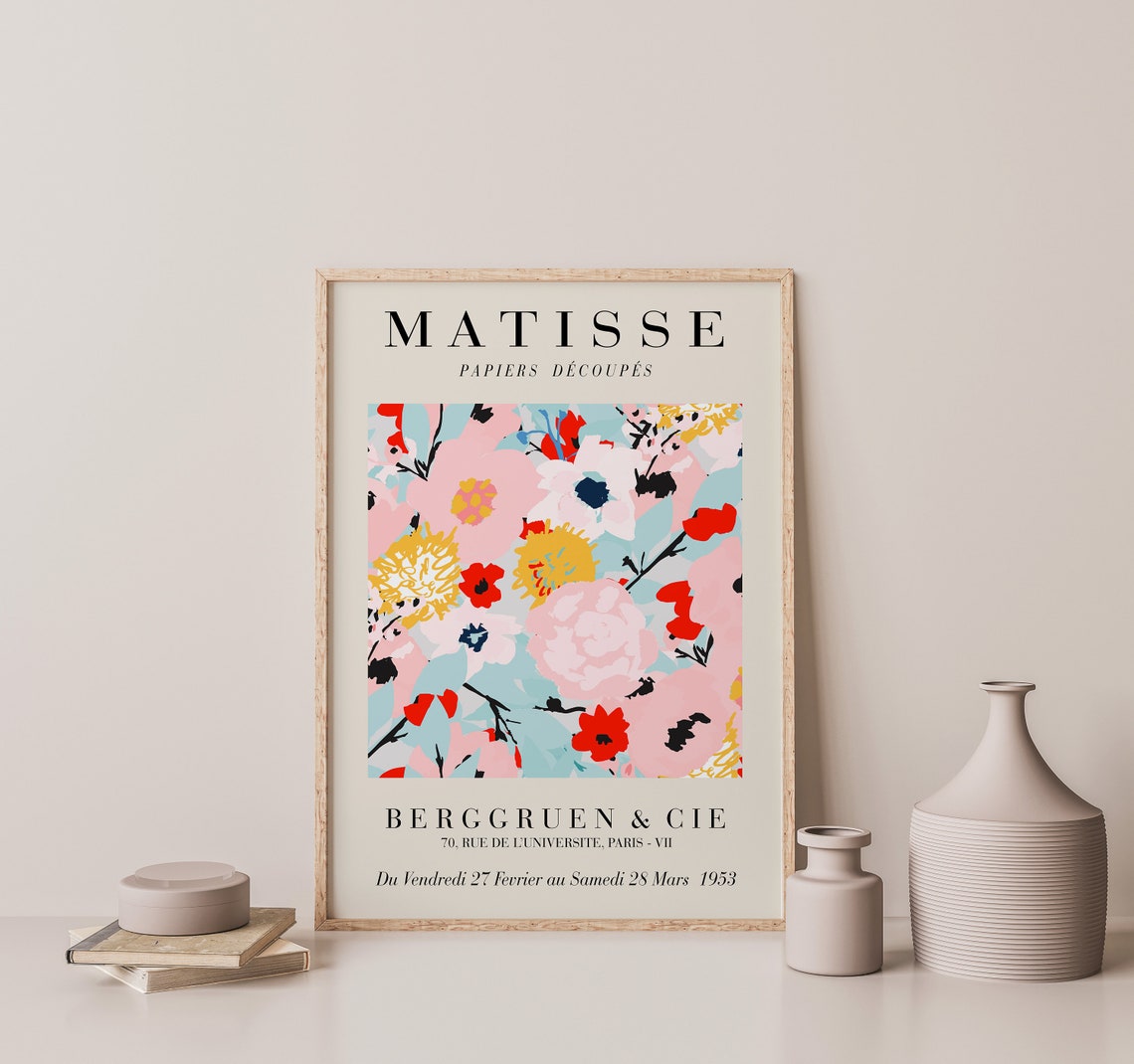 Matisse Pink Red Floral Papiers Decoupes Exhibition Art Poster