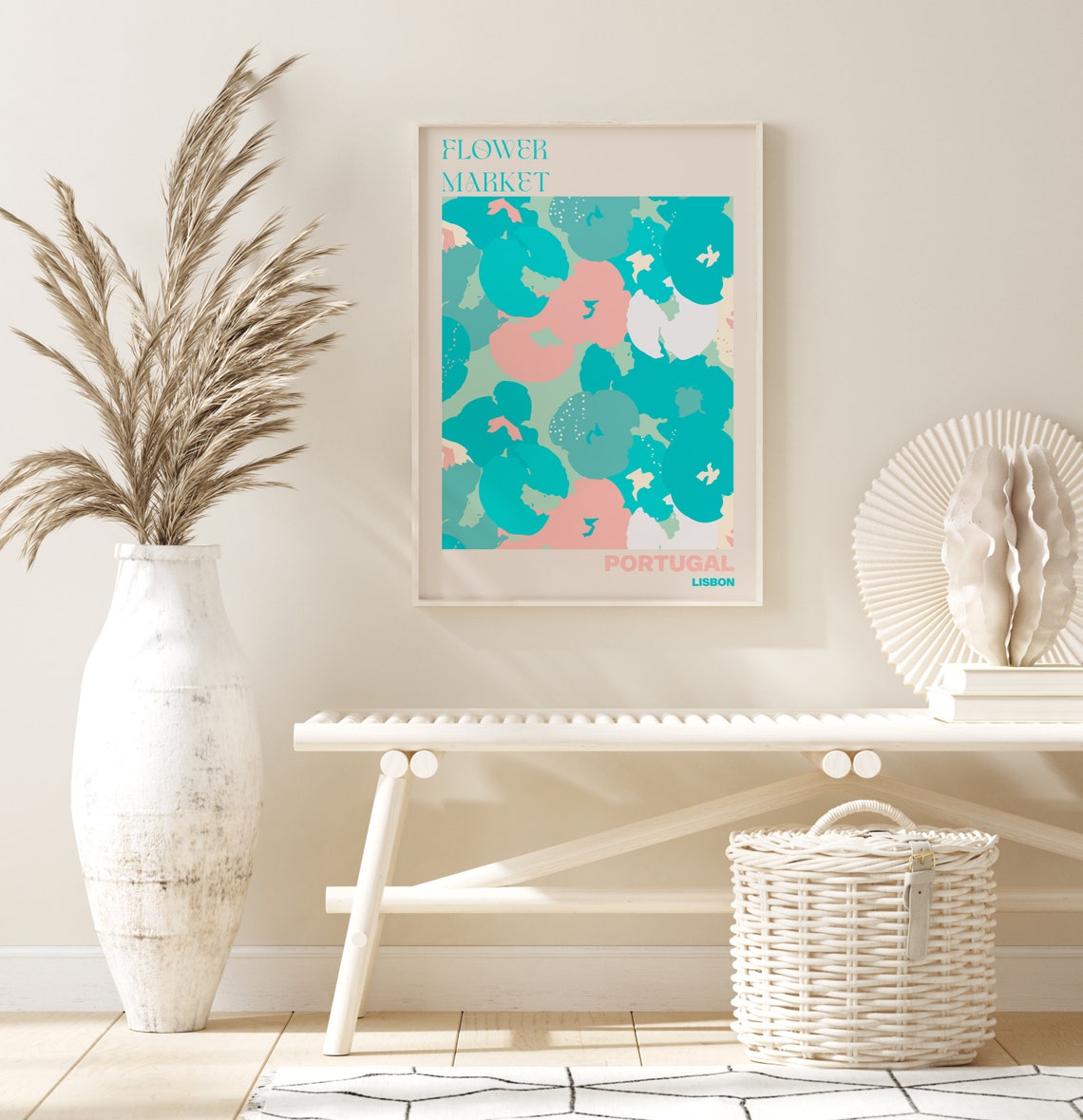Portugal Poster Portugal Wall Art Portugal Personalised Travel Poster Portugal Flower Market Print Floral Wall Portugal - Image 2