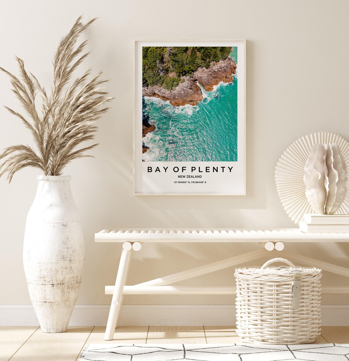 Bay of Plenty New Zealand Turquoise Coastline Aerial Ocean View Poster - Image 3