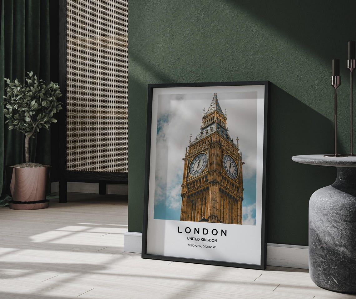 London England Big Ben Clock Tower United Kingdom Travel Poster - Image 2