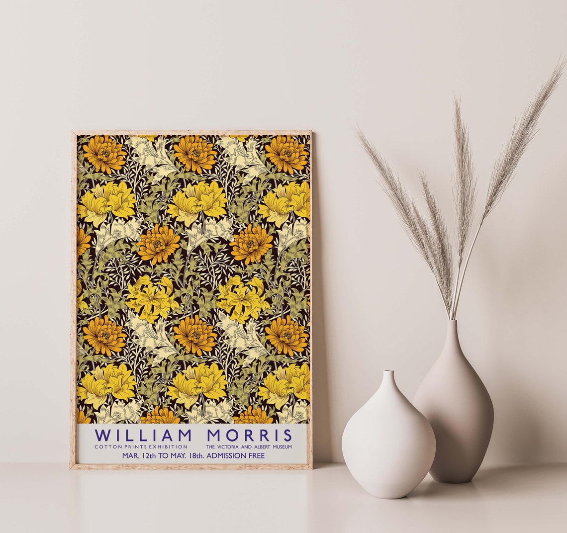 William Morris Cotton Prints Exhibition Golden Chrysanthemum Poster - Image 2