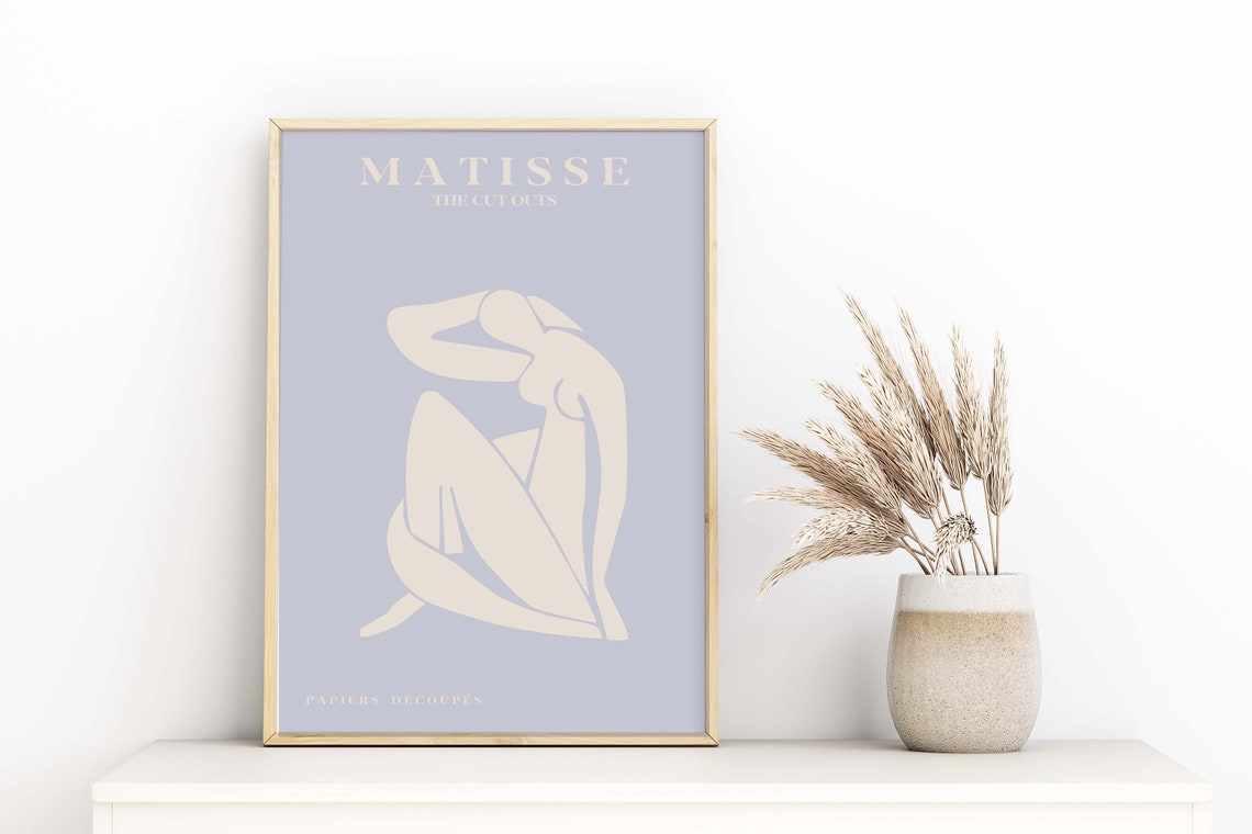 Matisse Inspired Art Modern Light Blue Cut Outs Matisse Inspired Prints Henri Matisse A5 A4 A3 A2 Gallery Wall Home Decor Cut Outs - Image 2