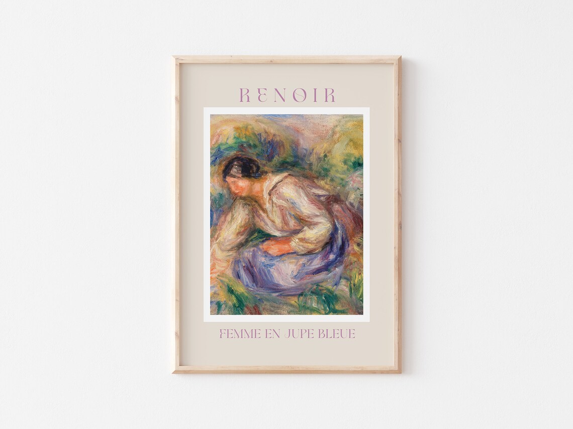 Renoir Femme En Jupe Bleue Seated Woman Impressionist Poster - Image 3