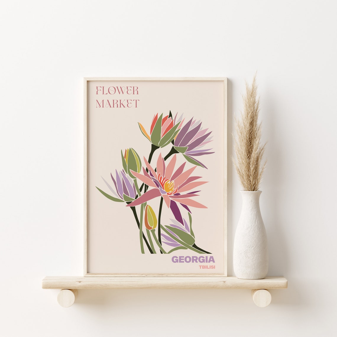 Georgia Poster Georgia Wall Art Georgia Personalised Travel Poster Georgia Flower Market Print Floral Wall Georgia - Image 3