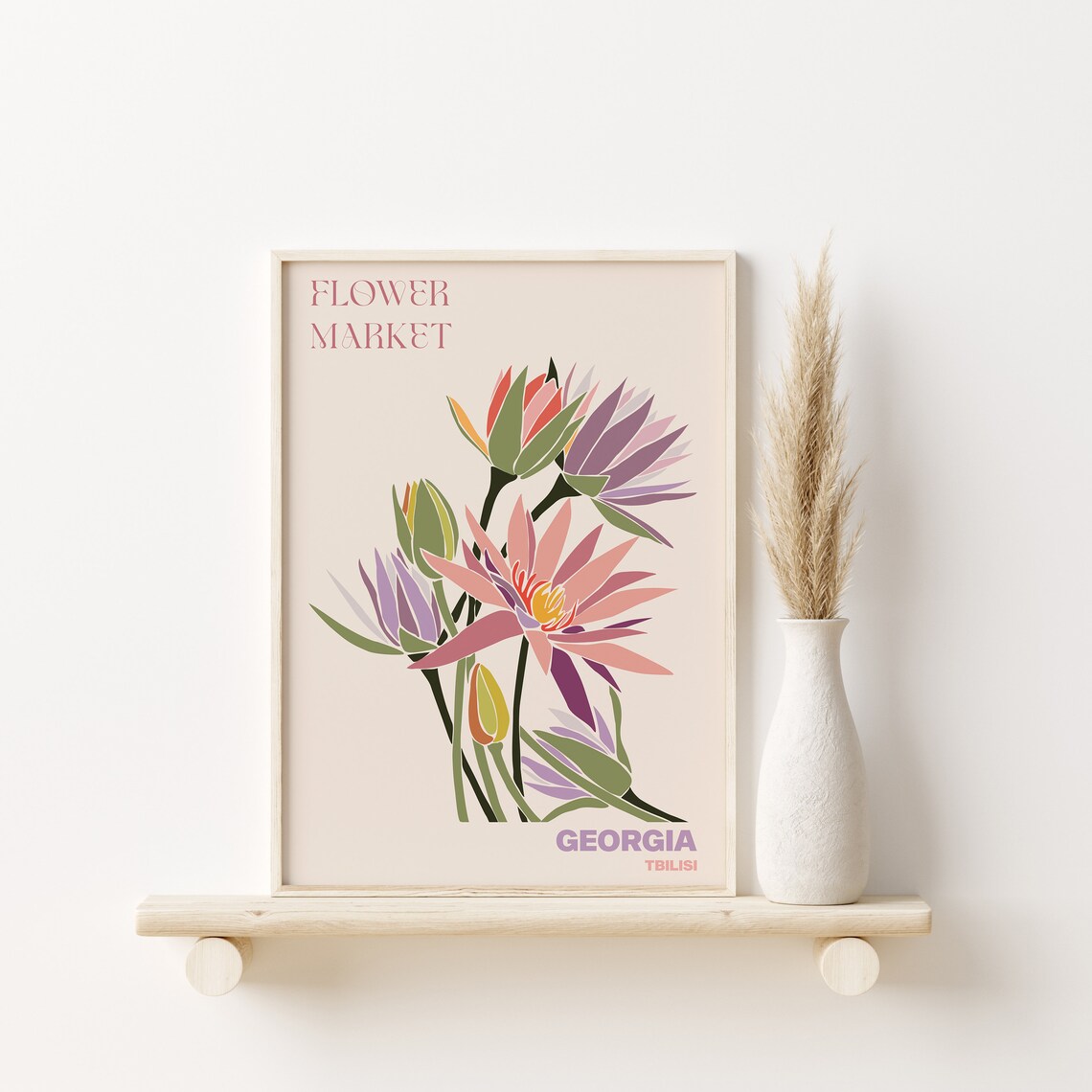 Georgia Tbilisi Flower Market Pink Purple Water Lily Lotus Poster - Image 3