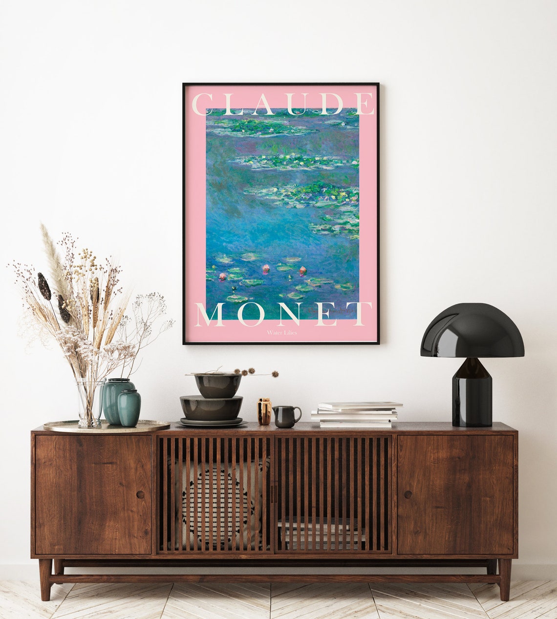 Claude Monet Water Lilies Pink Border Exhibition Wall Poster - Image 2