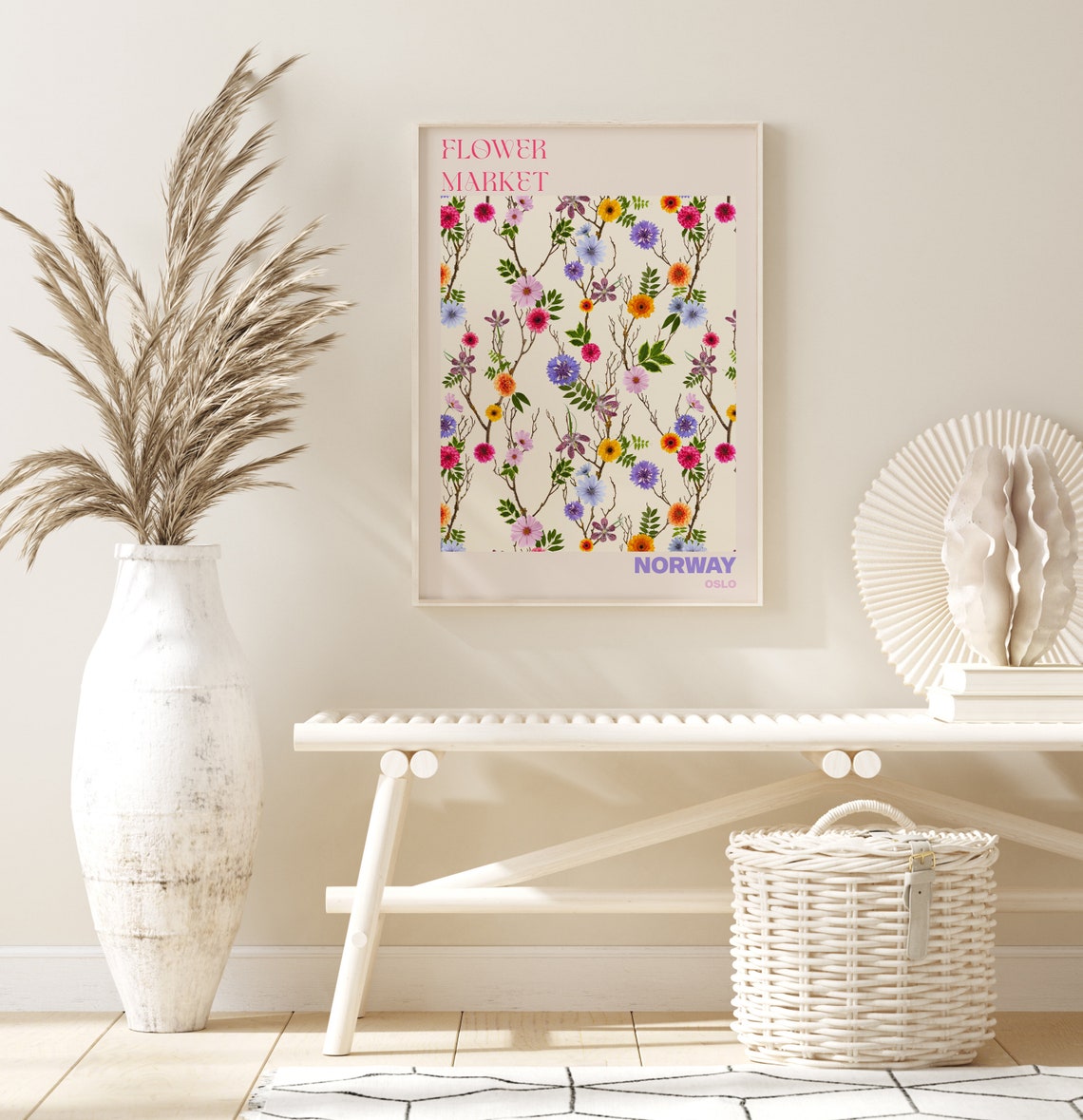 Norway Oslo Flower Market Wild Blossom Branch Multicolor Poster - Image 2