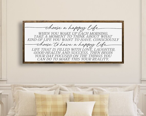 Choose A Happy Life Morning Affirmation Bedroom Inspirational Quote Poster