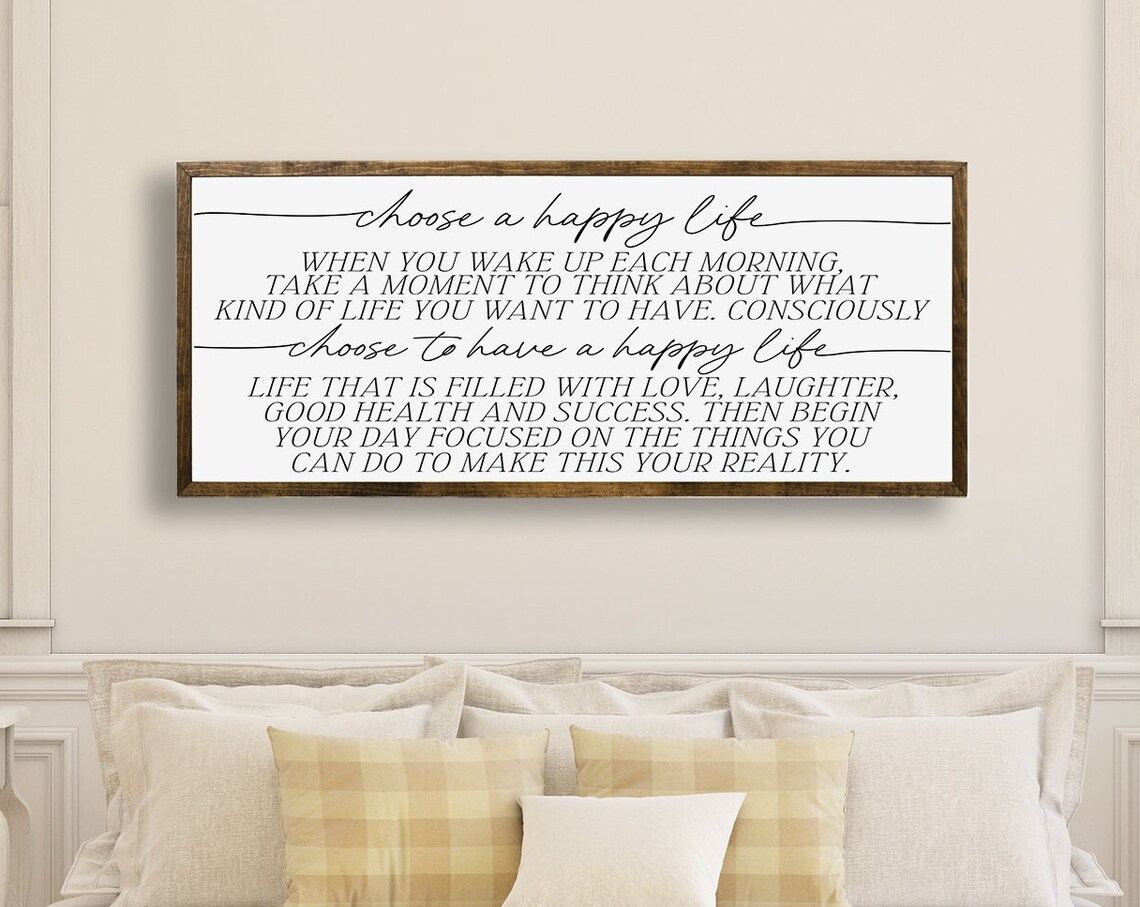 Choose A Happy Life Morning Affirmation Bedroom Inspirational Quote Poster