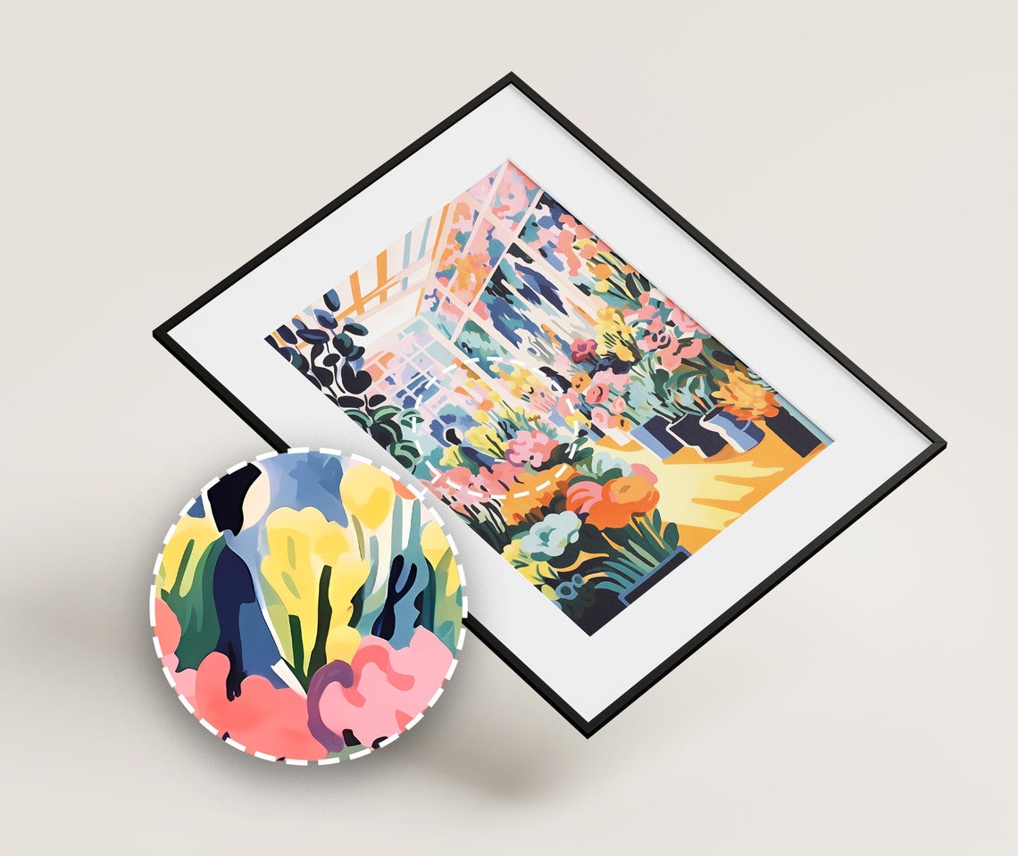 Colorful Abstract Bright Flower Shop Interior Botanical Art Poster - Image 2