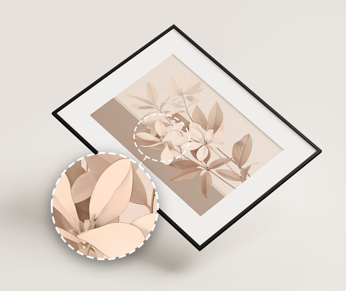 Neutral Beige Branch Botanical Line Art Minimalist Wall Decor Poster - Image 2