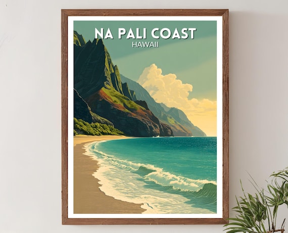 Na Pali Coast Hawaii Vintage Travel Poster