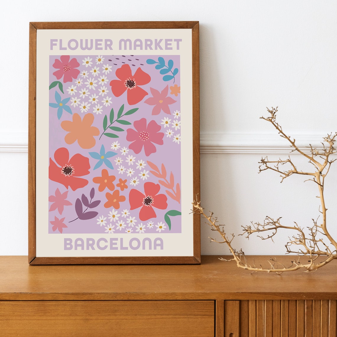Flower Market Print, Barcelona Vintage Poster - Image 3