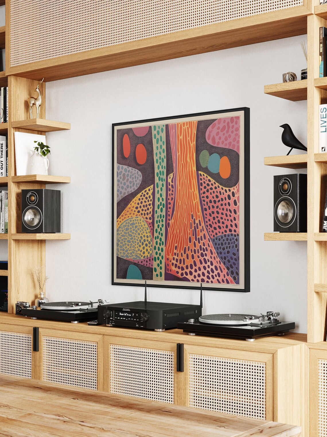 Yayoi Kusama Inspired Abstract Art Print, Vintage - Image 2