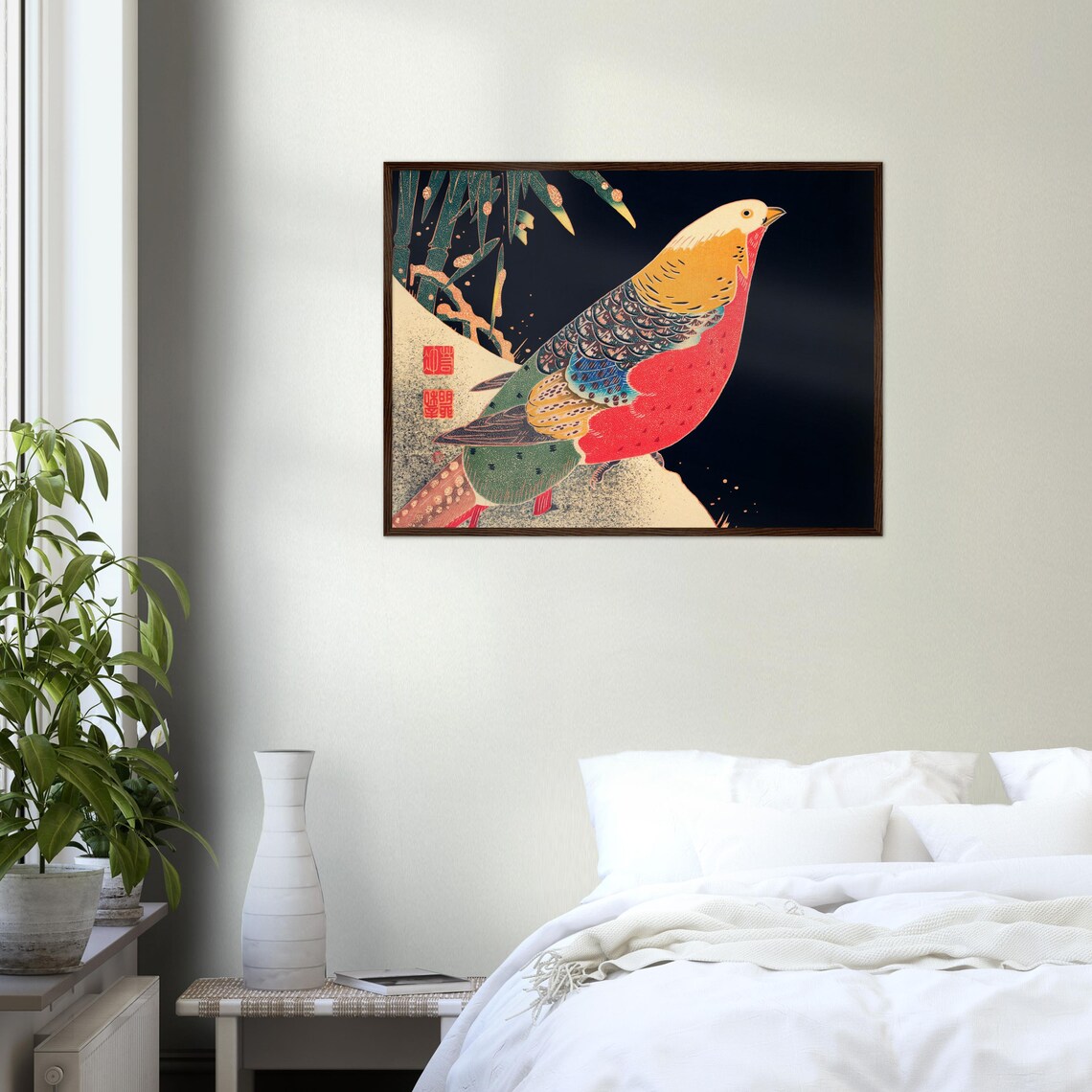 Golden Pheasant In The Snow, Vintage Japanese Art - Image 2