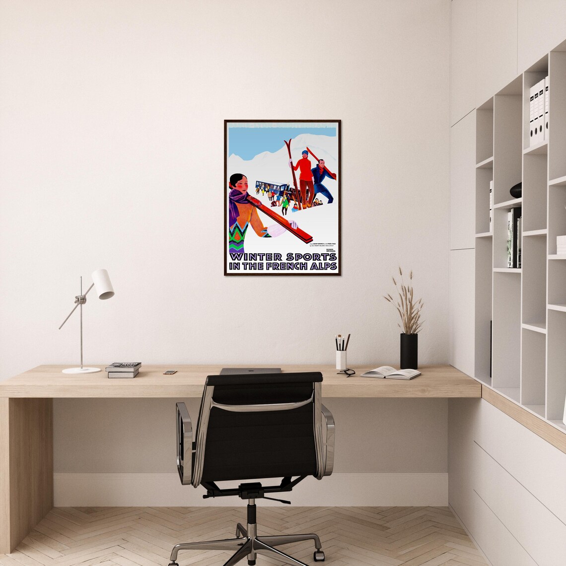 Vintage Skiing Poster, Retro Mountain Sport Illustration - Image 2