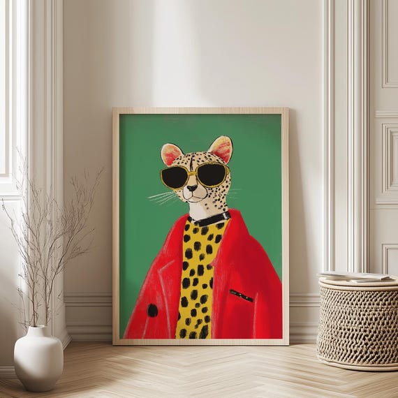 Fashion Cheetah Art Print Home Decor Downloads Wall Decoration Gift For Her Kitchen Bedroom And Living Room