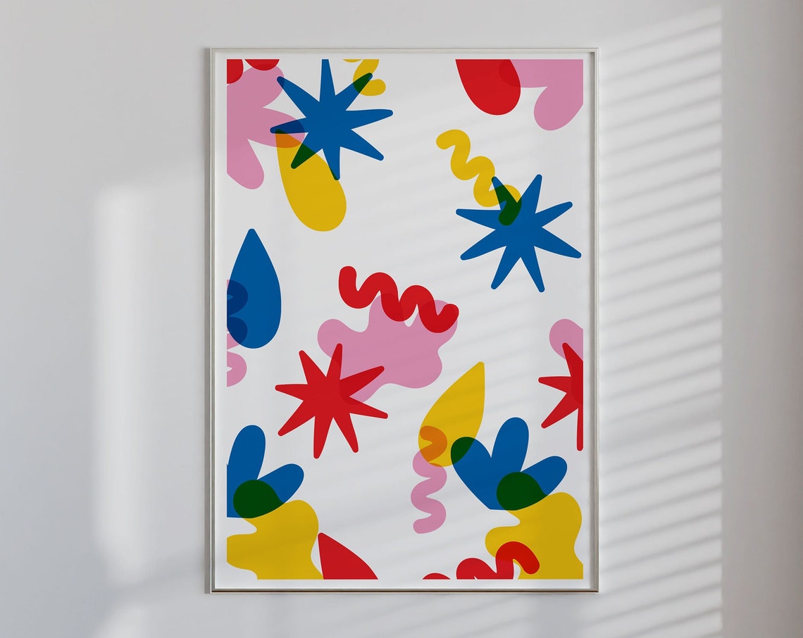 Colorful Abstract Confetti Shapes Modern Playful Party Art Poster