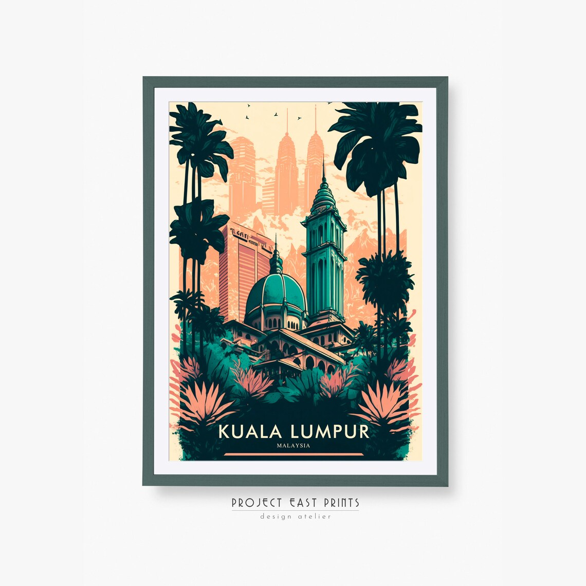 Kuala Lumpur Malaysia Retro Style Travel Poster - Image 2