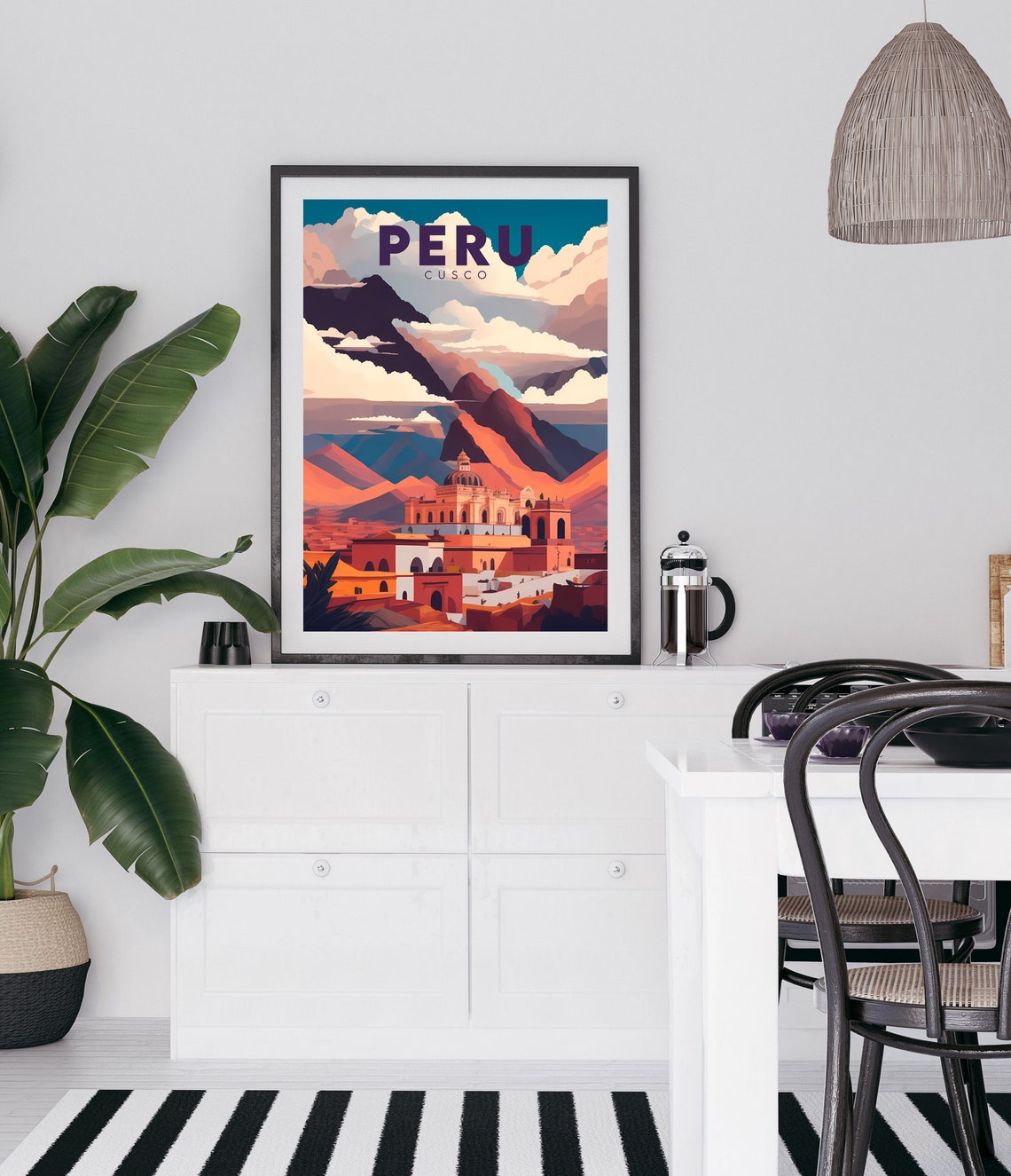 Peru Cusco Colonial Cathedral Andes Mountain Retro Travel Poster - Image 2