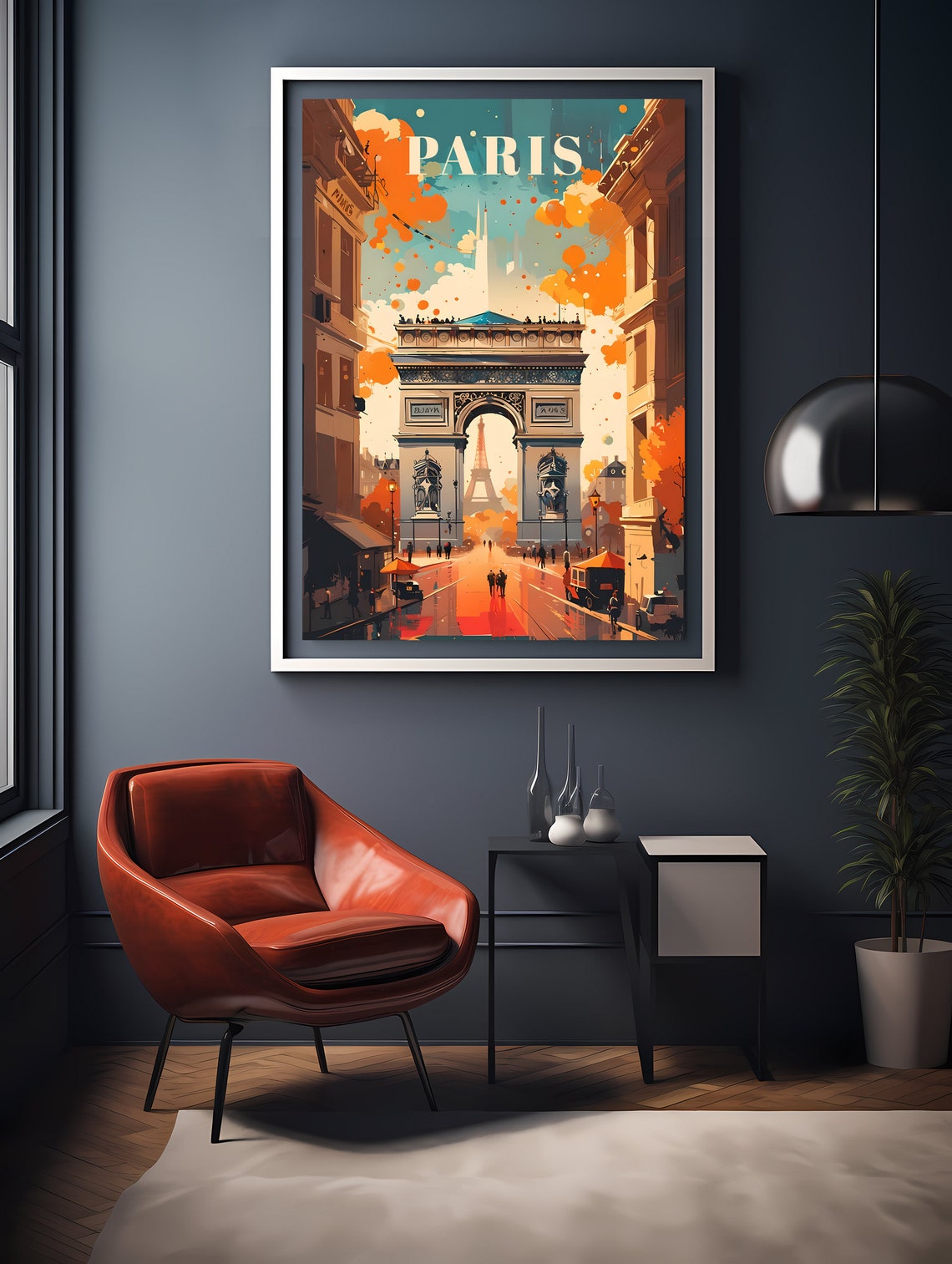 Paris Arc de Triomphe Eiffel Tower Autumn Retro Travel Poster - Image 2