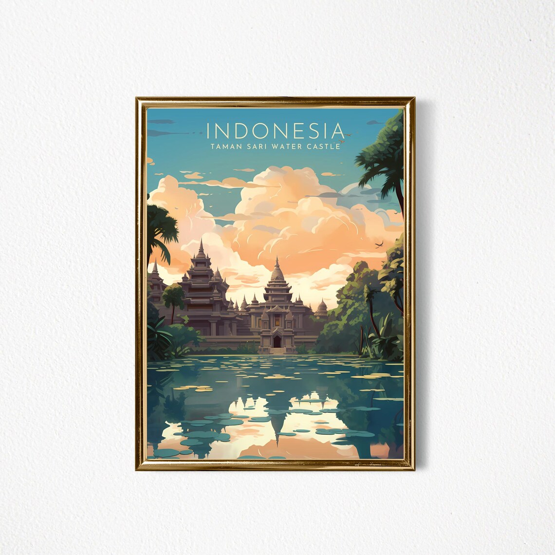 Taman Sari Water Castle Royal Palace Indonesia Retro Travel Poster - Image 2